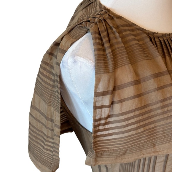 BCBGMAXAZRIA Beige Stripe Open Back Top XS - Picture 3 of 9